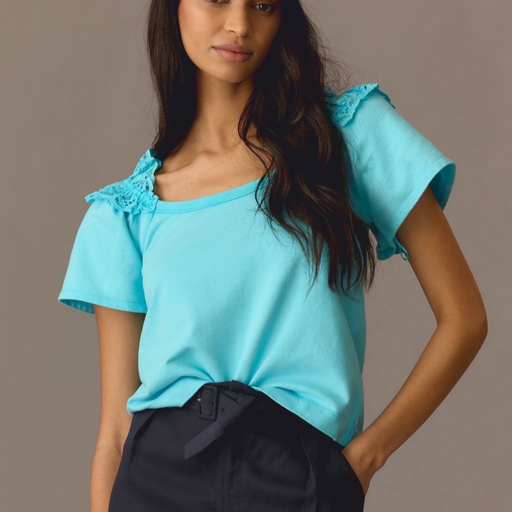 NWT Anthropologie Pilcro Eyelet ruffle top size medium